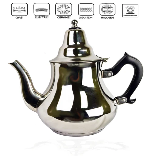 Marokkanische Arabisch Design 3in1 auch als Kaffeekanne Wasserkocher. 0,8 mit Deckel Teefilter Schnabel & Griffe Ramadan24 Teekanne mit Induktion aus Edelstahl 